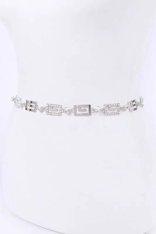 Crystal Fashion Chain Belt - 42’ inches / Silver - Belts