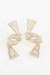 Crystal Ribbon Earrings - 1.75 inches / Crystals / Gold