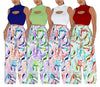 Cut-Out Crop Top And Watercolor Pant Set - Sets