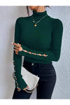Cut-out Turtleneck Rib-Knit Sweater - Pullover Sweaters