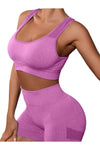Cutout Scoop Neck Tank and Shorts Active Set - Hot Pink / S