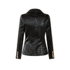 Crocodile PU Leather Blazer