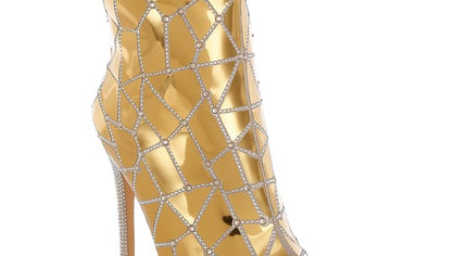 Echostage Rhinestones Embellished Metallic Boots