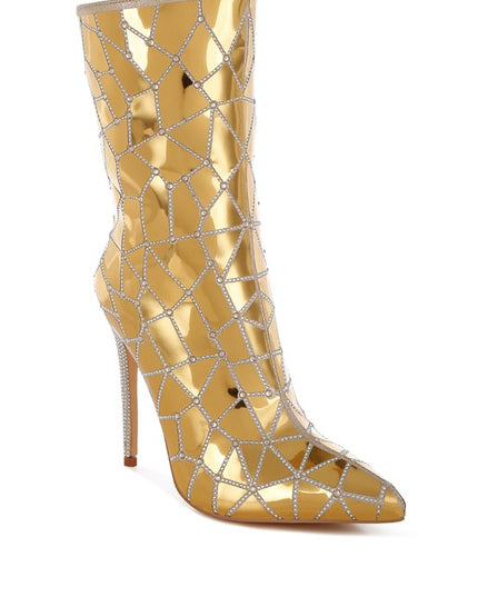 Echostage Rhinestones Embellished Metallic Boots