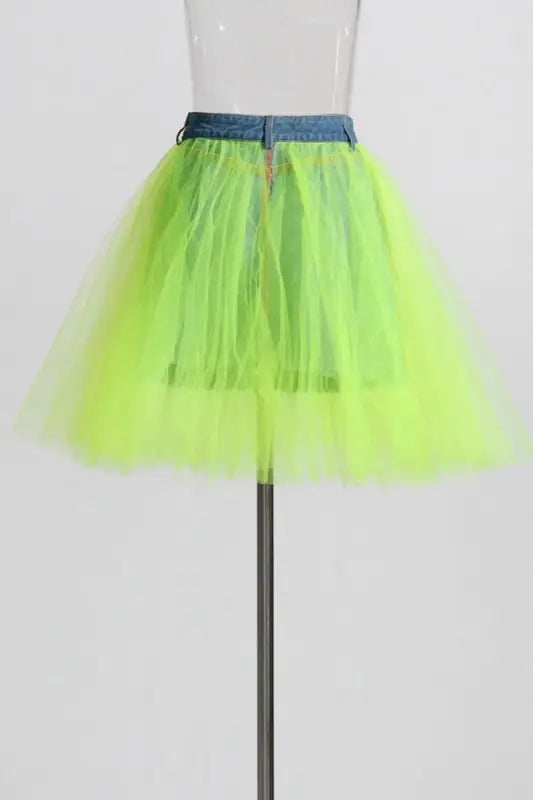 Dancer’s Colorful High Waist Mini Skirt - Denim Skirts