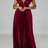 Deep V-neck Backless Lace-up Maxi Dress - S / Burgundy