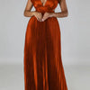 Deep V-neck Backless Lace-up Maxi Dress - S / Orange