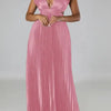 Deep V-neck Backless Lace-up Maxi Dress - S / Pink - Dresses