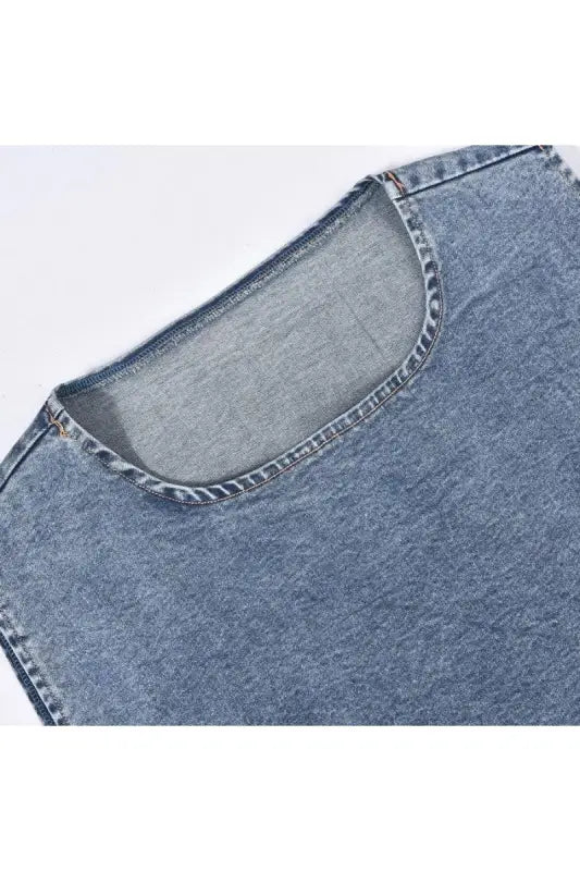 Denim Lace-up Crop Vest Mini Skirt Set - Sets