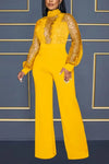 Dime Piece Mesh Sequin Belted Jumpsuit - S / Yellow