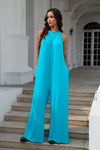 Double Take Tie Back Cutout Sleeveless Jumpsuit (S-3XL)