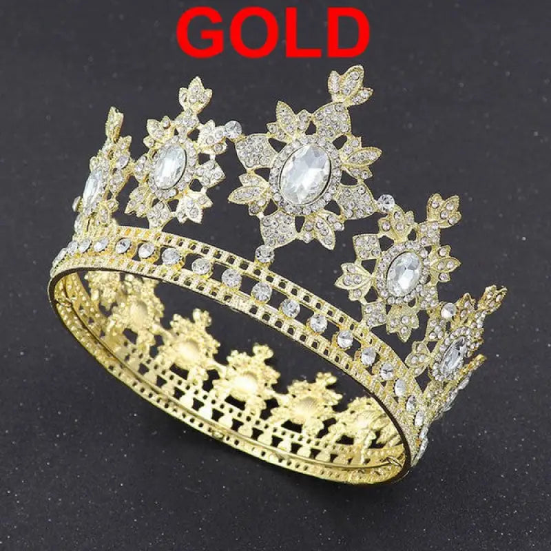 Dynasty Rhinestone Crown - Gold - Crowns