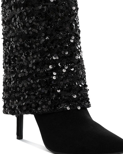 Sin City Sequin Fold-Over Calf Boots