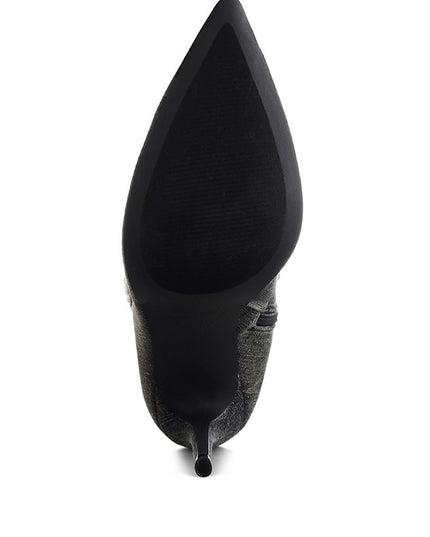 Eilish Rhinestones Knee High Denim Boots