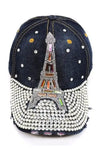 Eiffel Tower Paris Rhinestone Cap - Baseball Hats