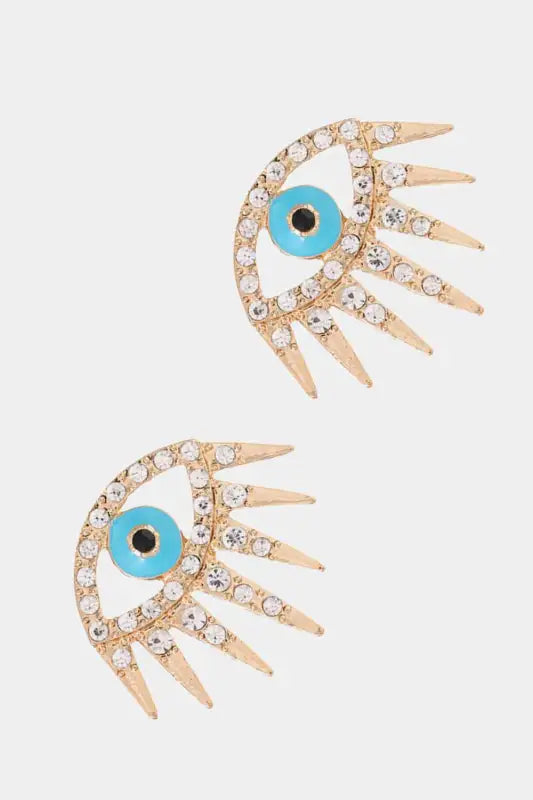 Evil Eye Rhinestone Drop Earrings