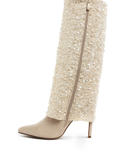 Sin City Sequin Fold-Over Calf Boots