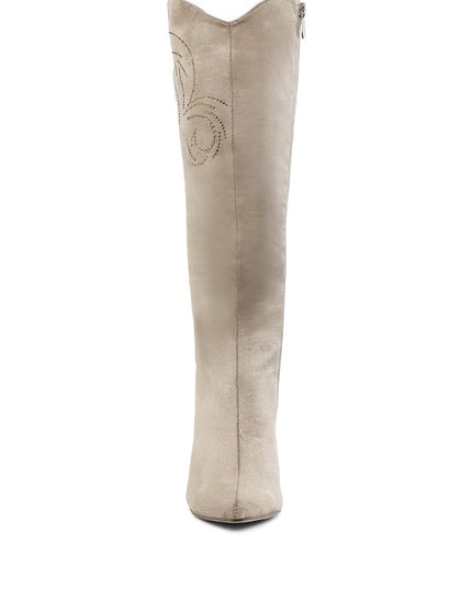 Becks Rhinestone Patterned Calf Boots