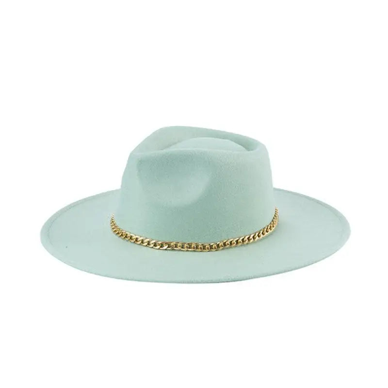 Fashionista Chain Fedora Hat - Mint Green - Hats