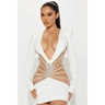 Faux Diamond Brooch Detailed Mini Dress - XS / White
