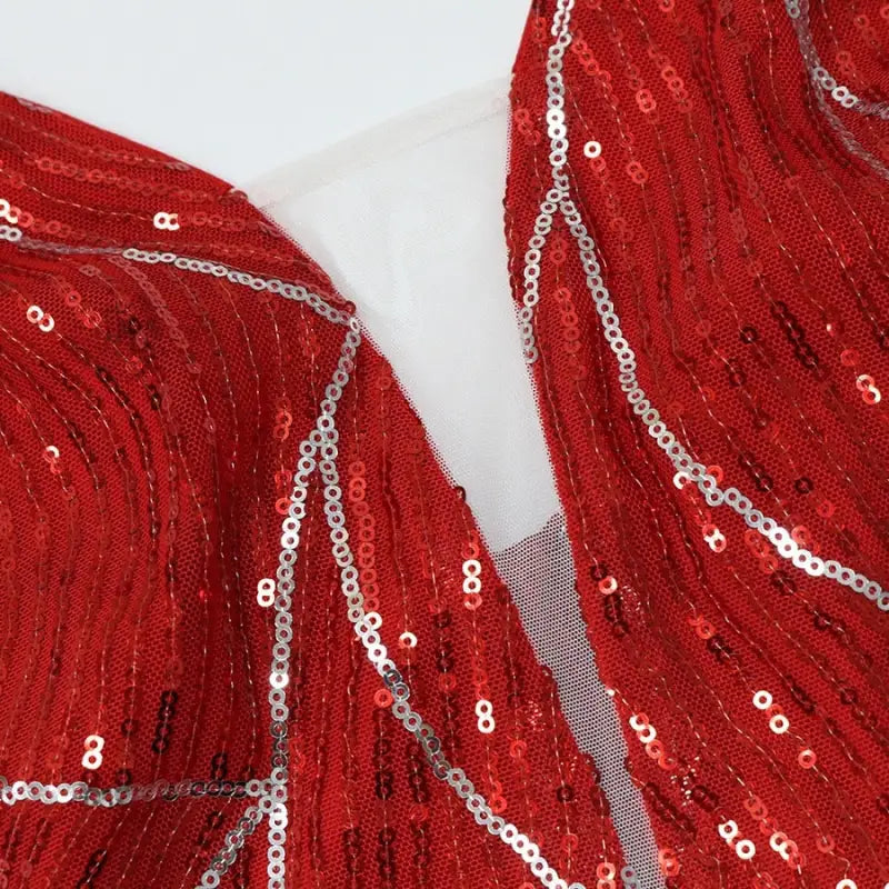 Firestarter Feather Detailed Sequin Midi Dress - Dresses