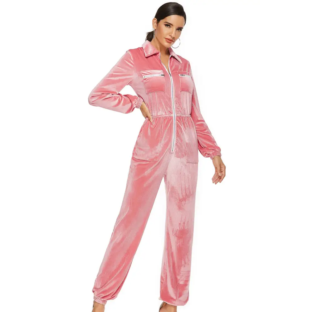 Flowy Velvety Smooth Pocketed Jumpsuit - Jumpsuits