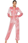 Flowy Velvety Smooth Pocketed Jumpsuit - S / Pink
