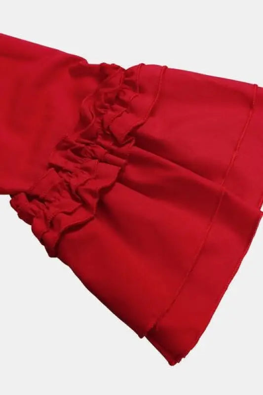 Frill Tie Neck Three-Quarter Sleeve Dress - Mini Dresses