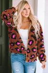 Fuzzy Leopard Zip-Up Jacket - Short Jackets