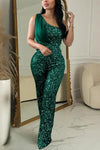 Giving It To You Shimmer Sequin Jumpsuit - S / Green