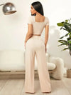 Going With The Flow Square Neck Top and Pants Set - Pant