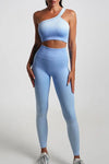 Gradient High Waist Yoga Pants Set - L / Sky Blue
