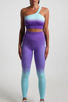 Gradient High Waist Yoga Pants Set - S / Purple - Leggings