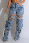 Grunge Style Ripped Cargo Jeans (S-2XL) - S / Light Blue