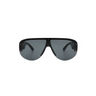 Half Frame Retro Oversize Aviator Sunglasses - Black