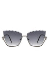 Half Frame Square Tinted Cat Eye Sunglasses - Black/Gray