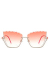 Half Frame Square Tinted Cat Eye Sunglasses - Pink