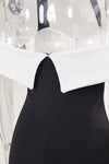 Halter-Neck Rhinestone Button Black n White Jumpsuit