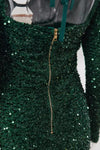 Halter-Neck Zip-Up Sequin Mini Dress - Dresses