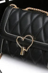 Heart Buckle PU Leather Crossbody Bag - Bags