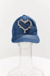 Heart Rhinestone Decor Denim Baseball Cap - Blue - Caps
