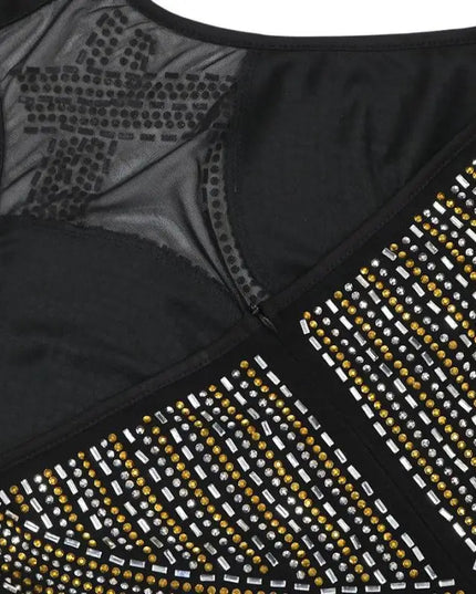 Hollywood Rhinestone Beaded Floor Length Dress (S-2XL)