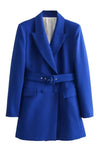 In Alignment Double Breasted Belted Blazer - S / Royal Blue