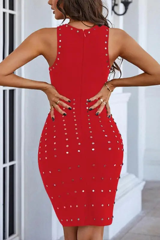 In The Red Rivet Beaded Mini Dress - Dresses