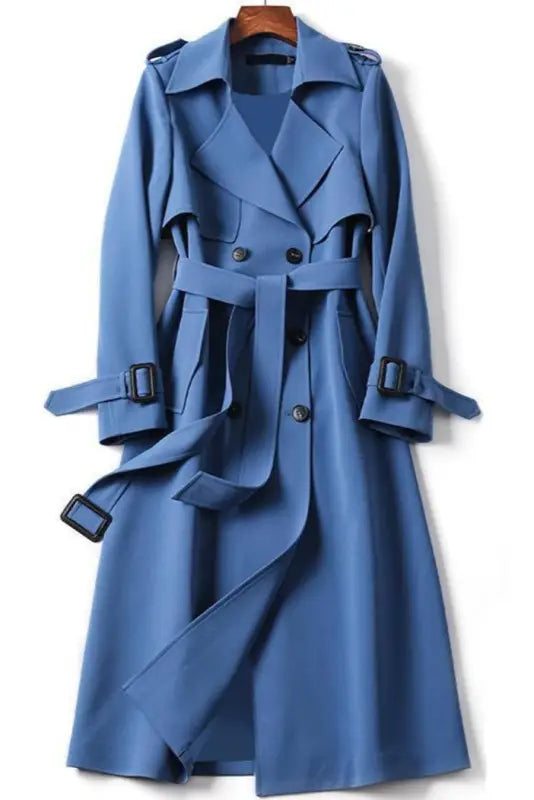 In The Trenches Long Belted Trench Coat With Lining - S