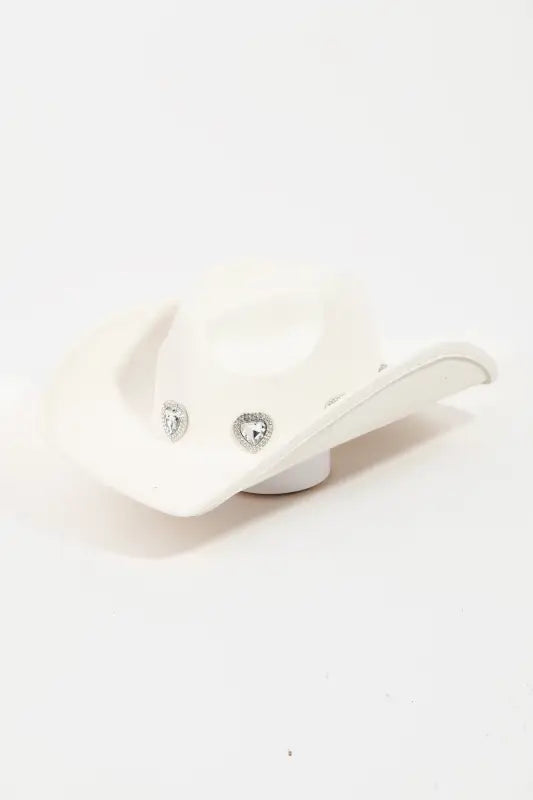 It’s The Rhinestone Pave Heart Cowboy Hat - Ivory - Hats