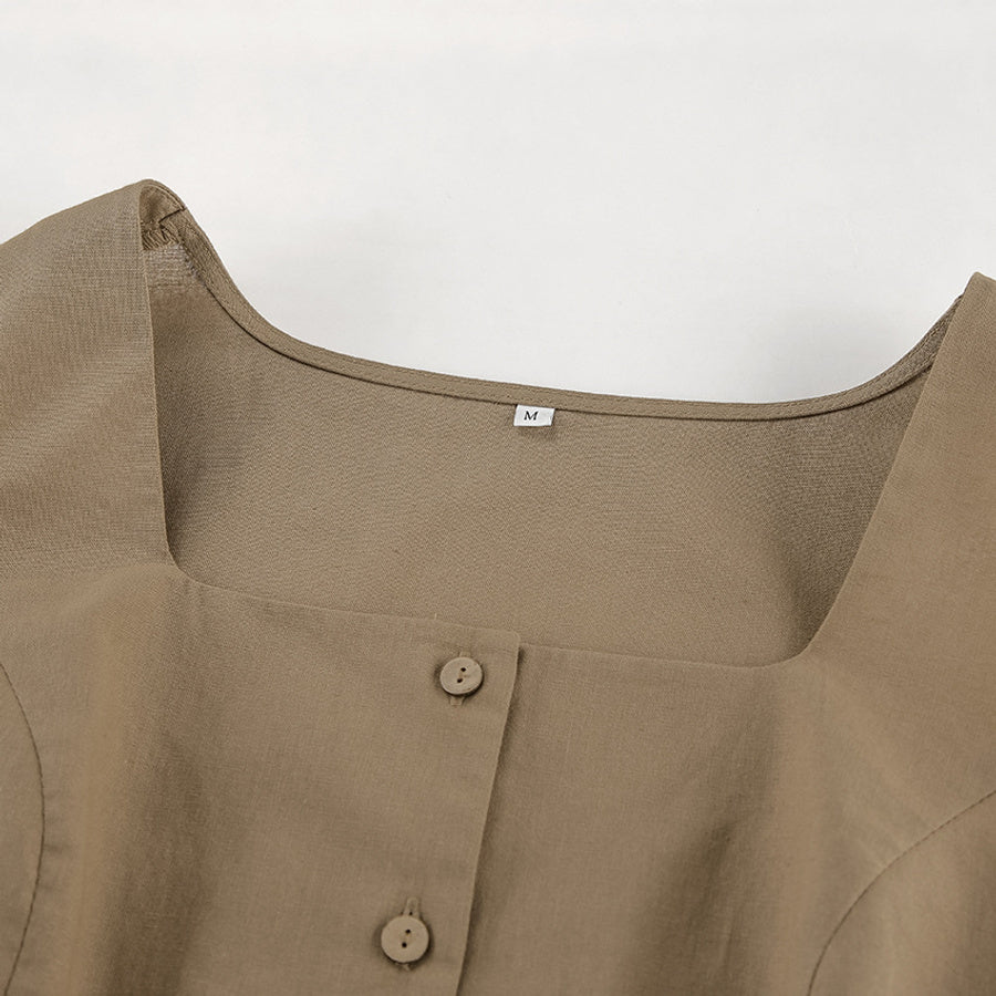 Khaki Tailored Vest & Mini Skirt Set