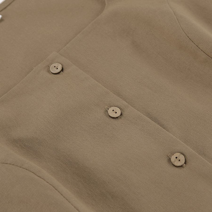 Khaki Tailored Vest & Mini Skirt Set