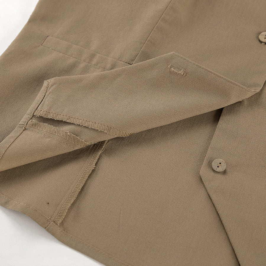 Khaki Tailored Vest & Mini Skirt Set