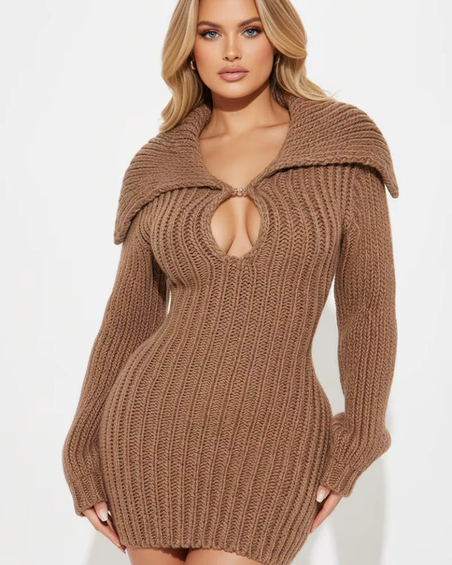 Cozy Keyhole Knit Mini Dress